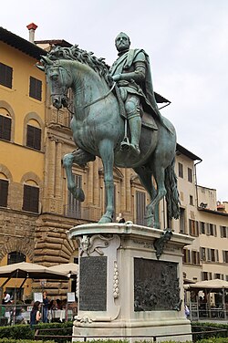 Cosimo I de' Medici was the second and last duke of Florence from 1537 until 1569, when he became the first grand duke of Tuscany, a title he held until his death